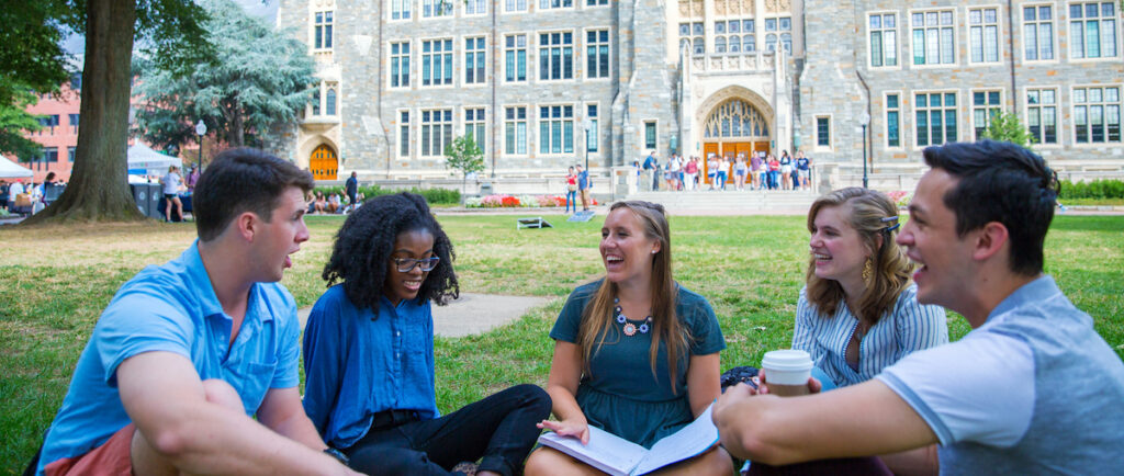 Undergrad students gather in main campus locations. All have been cleared and signed release forms.