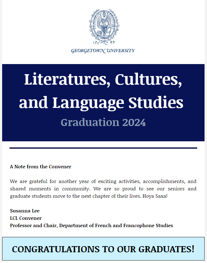 Cover image: Literatures, Cultures, and Language Studies Newsletter (Graduation 2024)